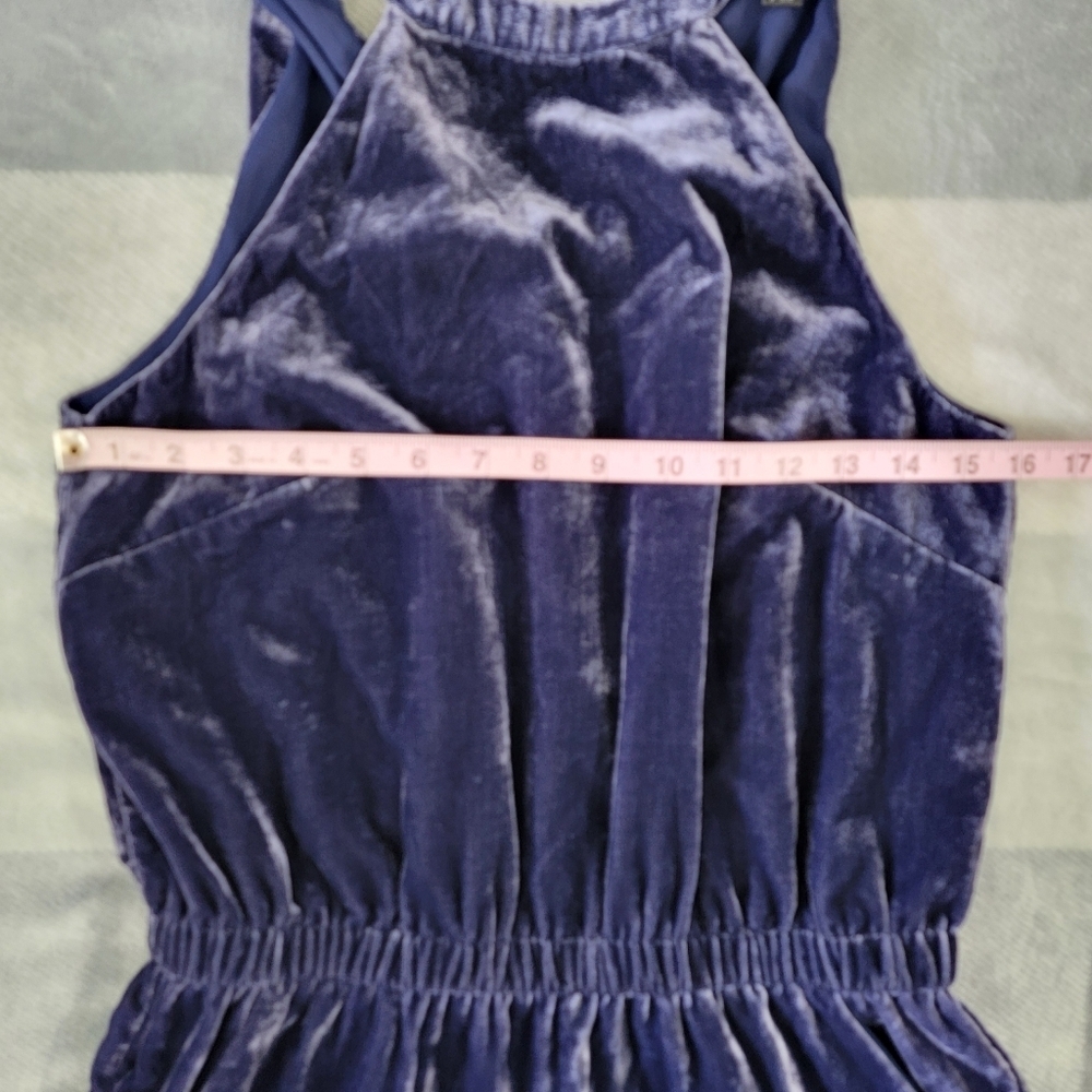 LOFT Velvet Halter Neck Sleeveless Jumpsuit Holiday Party Blue Purple Small - Picture 14 of 16